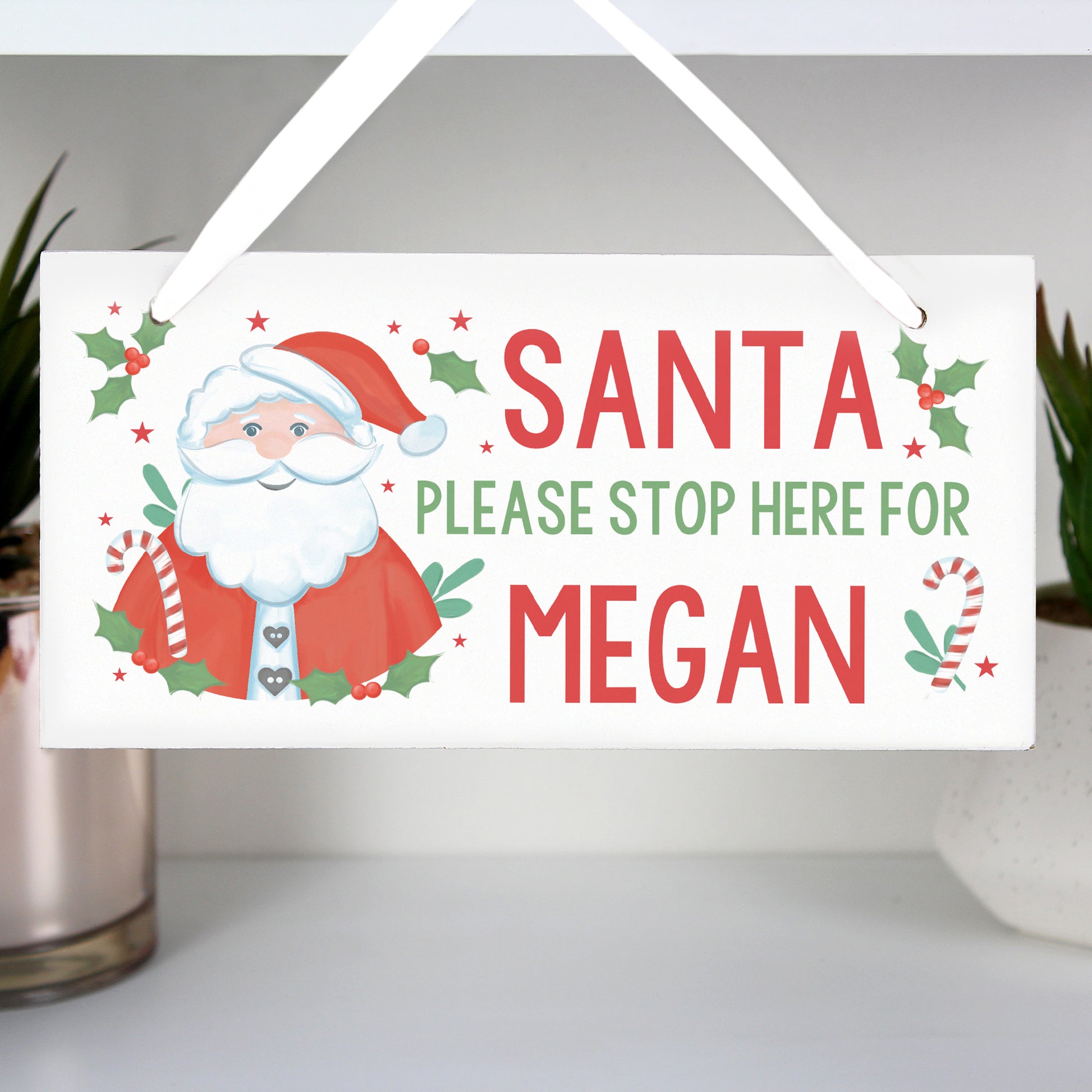 Personalised Santa Stop Here Wooden Sign - MK&JD Gifts