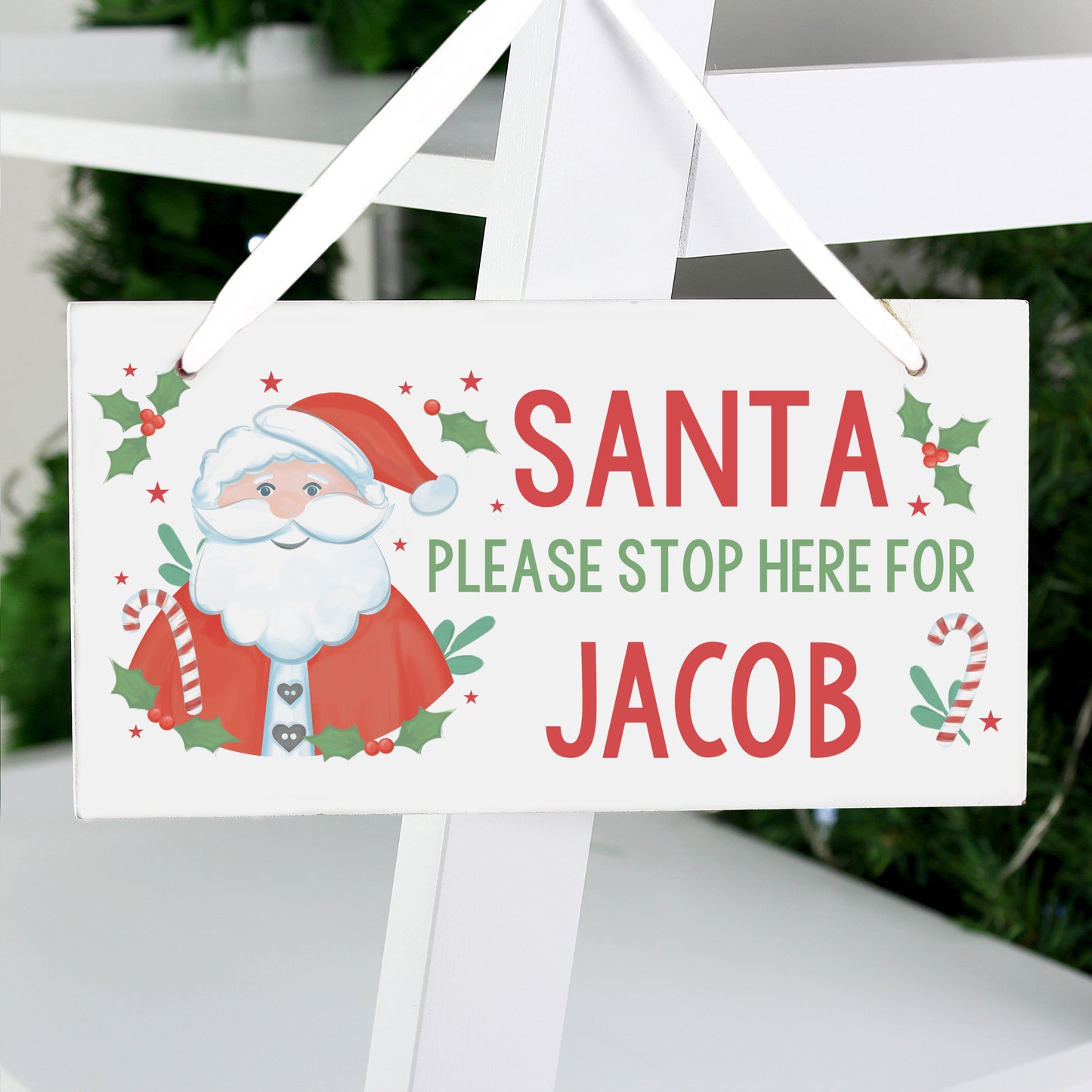 Personalised Santa Stop Here Wooden Sign - MK&JD Gifts