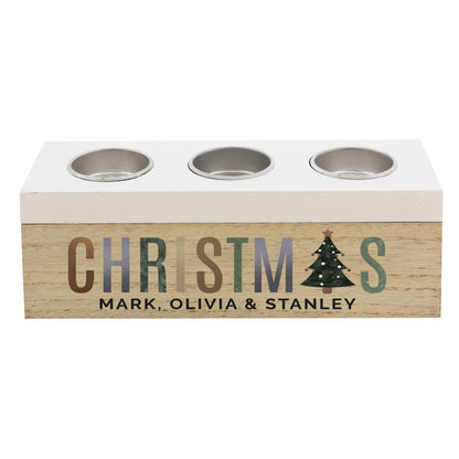 Personalised Christmas Tree Triple Tea Light Box - MK&JD Gifts