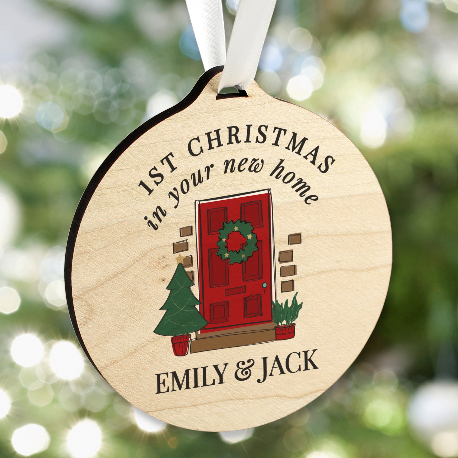 Personalised New Home Round Wooden Decoration - MK&JD Gifts