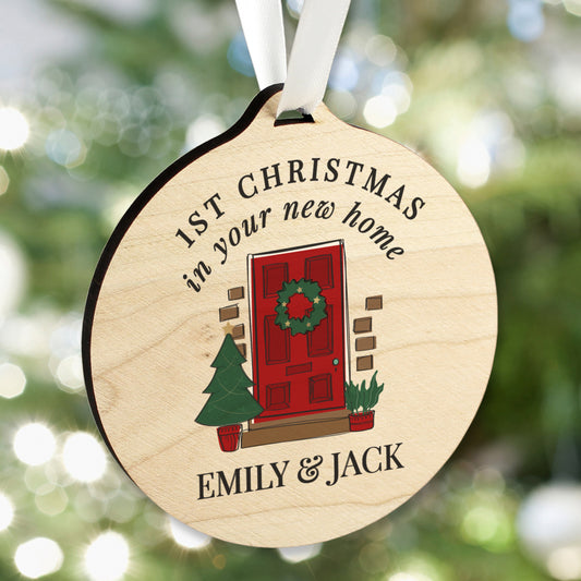 Personalised New Home Round Wooden Decoration - MK&JD Gifts