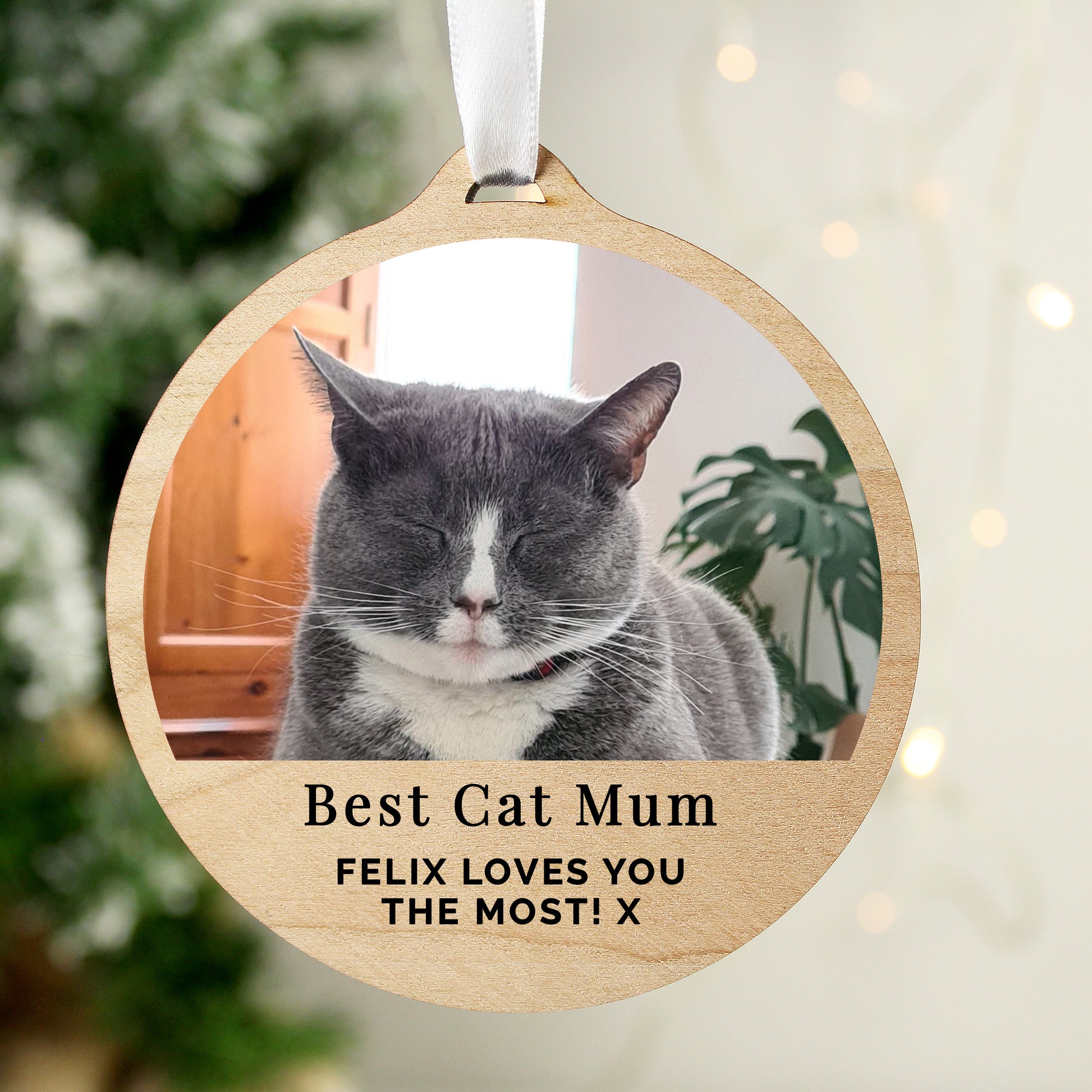 Personalised Photo Upload Round Wooden Decoration - MK&JD Gifts
