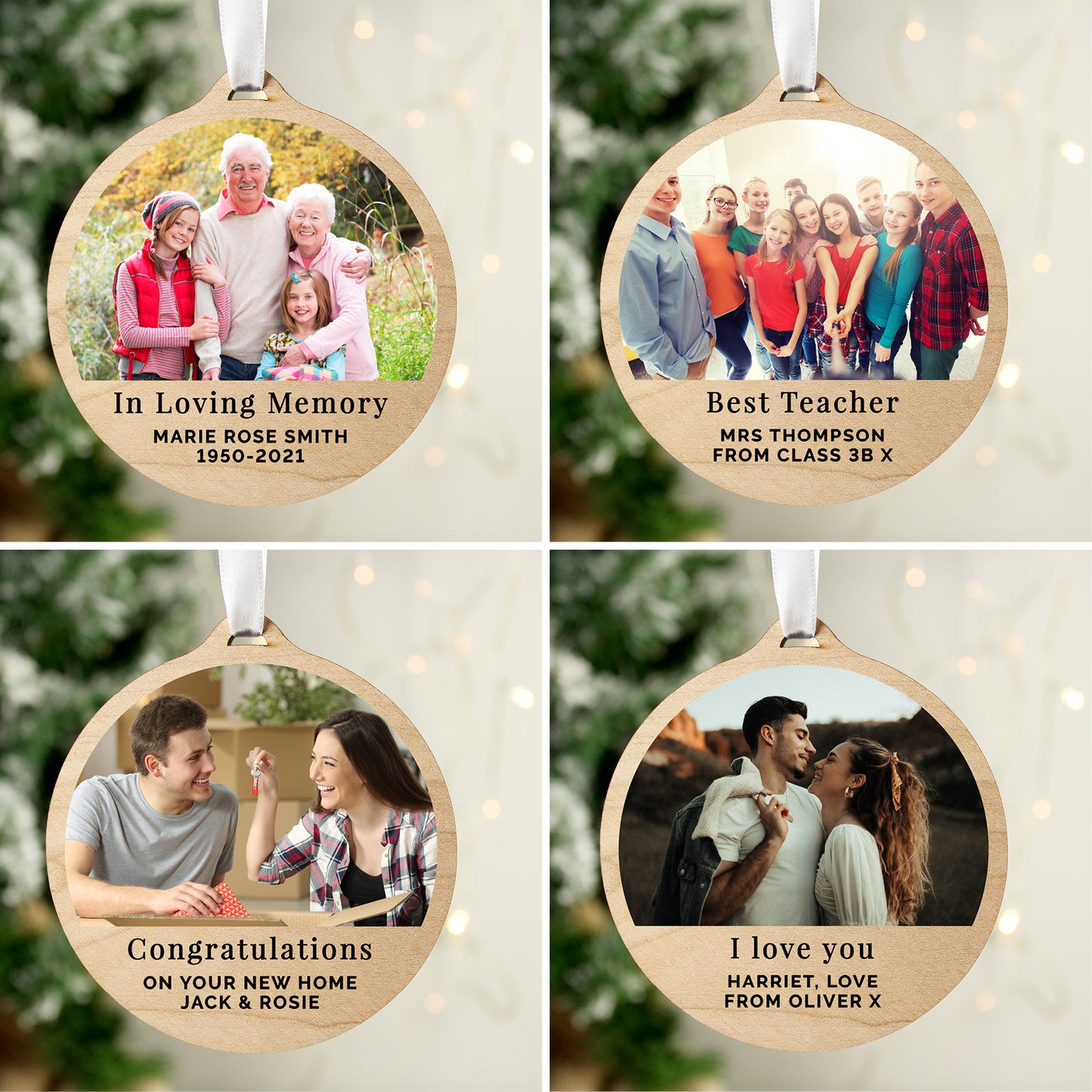 Personalised Photo Upload Round Wooden Decoration - MK&JD Gifts