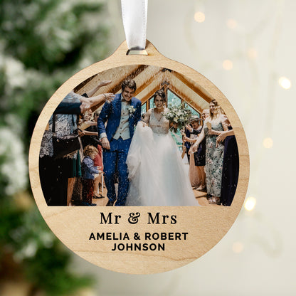 Personalised Photo Upload Round Wooden Decoration - MK&JD Gifts