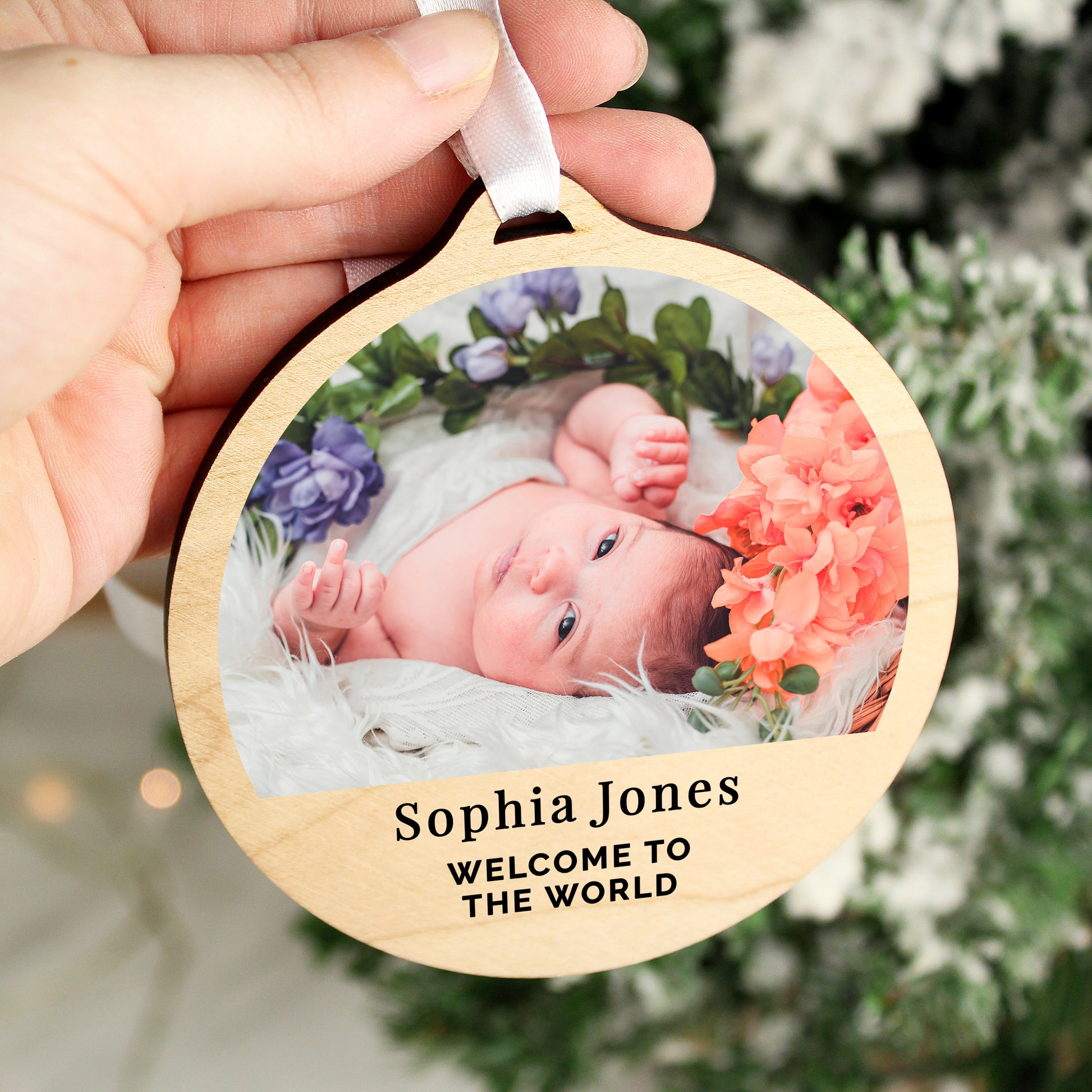 Personalised Photo Upload Round Wooden Decoration - MK&JD Gifts