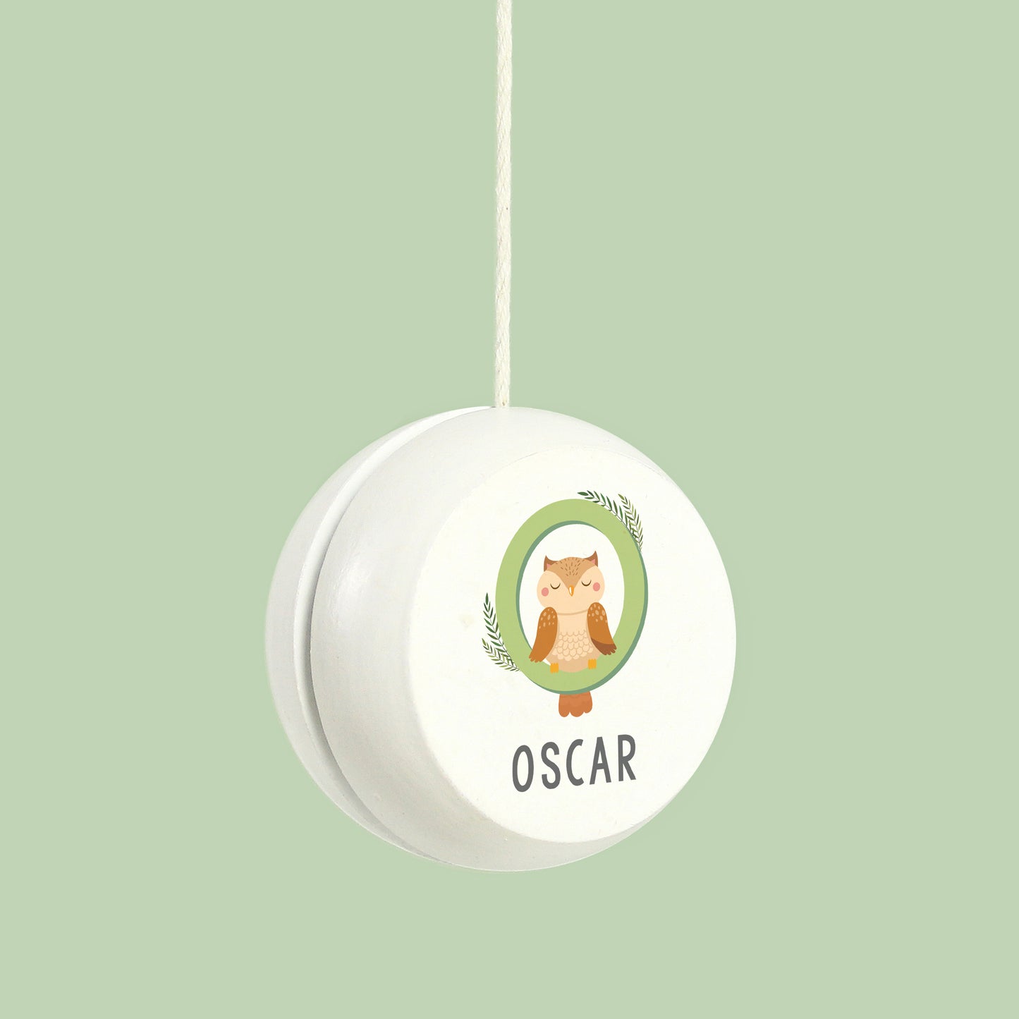Personalised Animal Alphabet White Wooden Yoyo - MK&JD Gifts