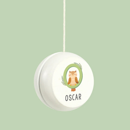 Personalised Animal Alphabet White Wooden Yoyo - MK&JD Gifts
