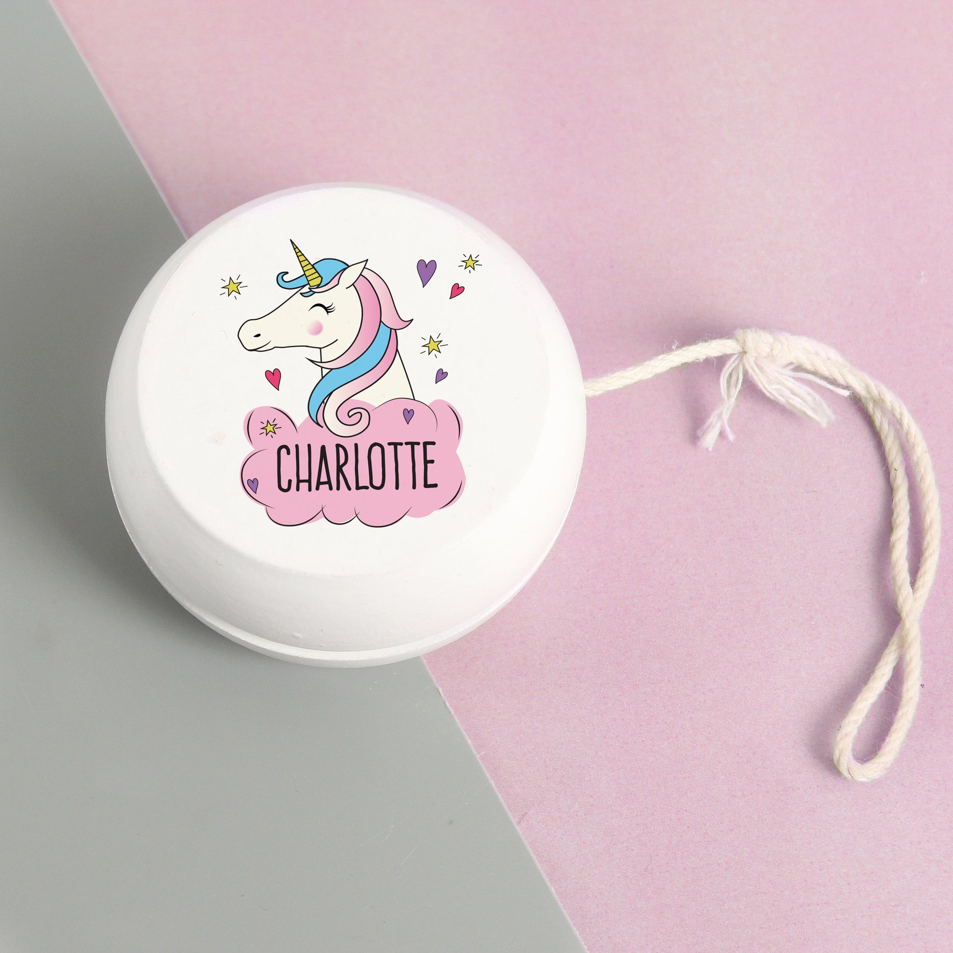 Personalised Unicorn White Wooden Yoyo - MK&JD Gifts
