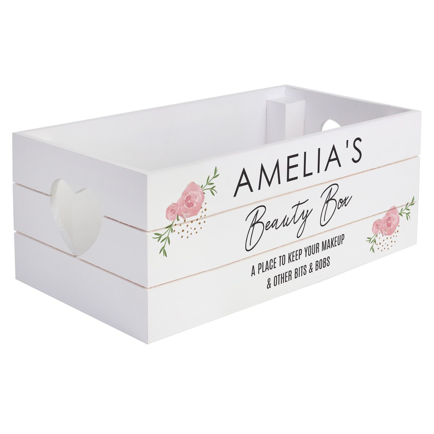 Personalised Abstract Rose White Wooden Crate - MK&JD Gifts