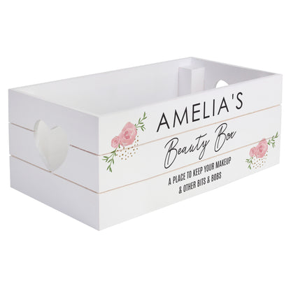 Personalised Abstract Rose White Wooden Crate - MK&JD Gifts