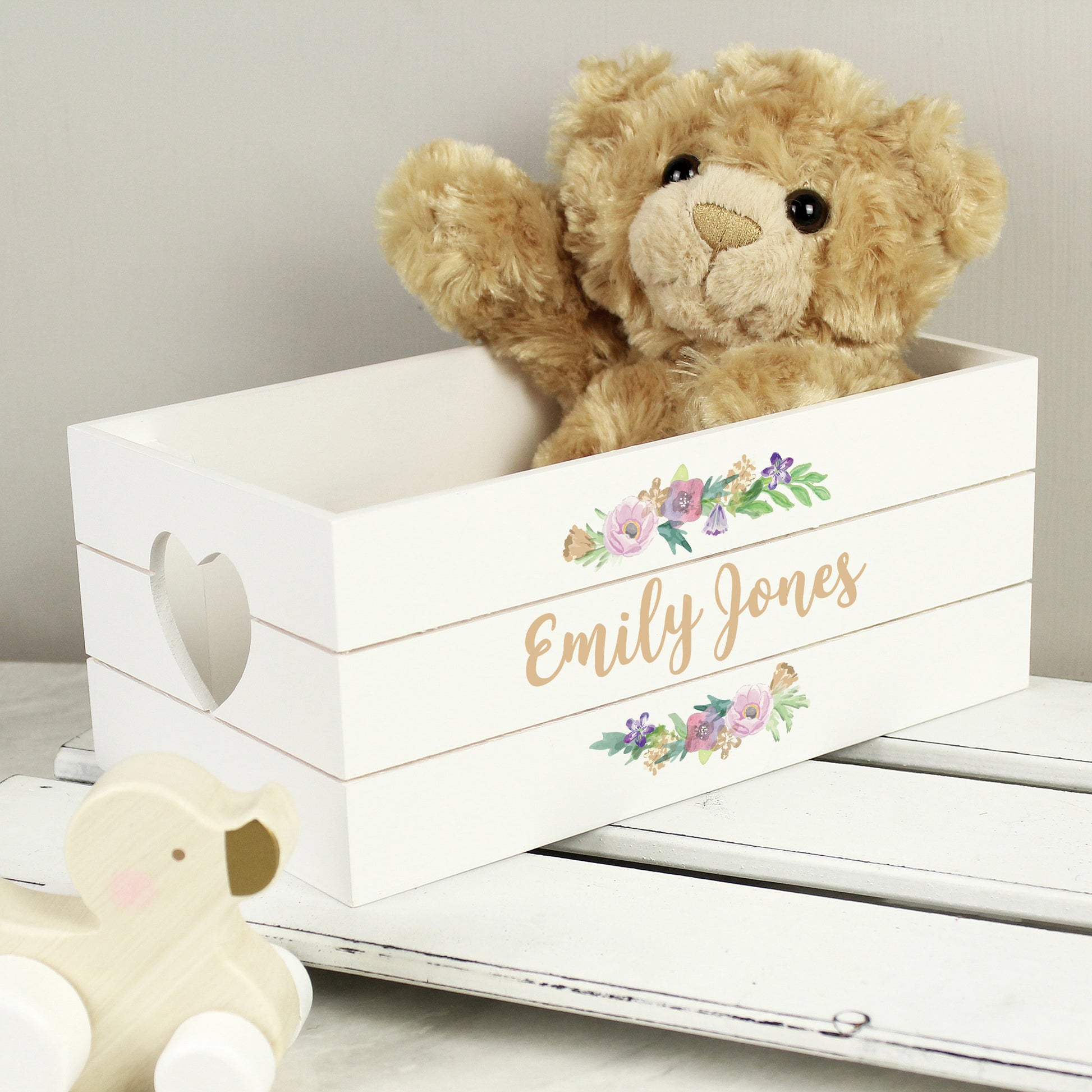 Personalised Floral Couples White Wooden Crate - MK&JD Gifts