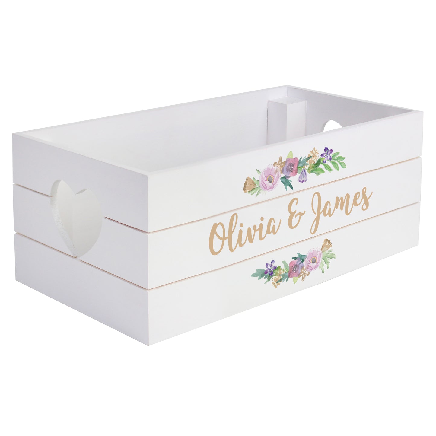 Personalised Floral Couples White Wooden Crate - MK&JD Gifts