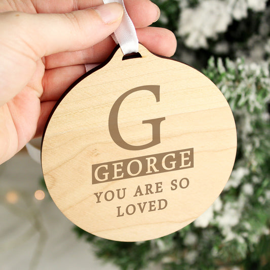 Personalised Initial Round Wooden Decoration - MK&JD Gifts