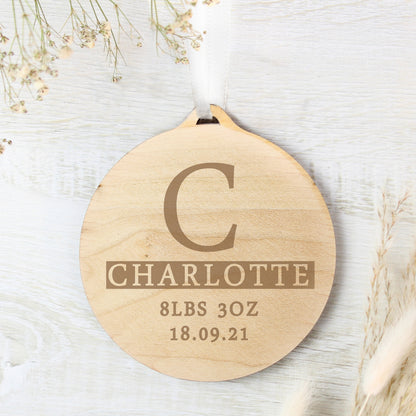 Personalised Initial Round Wooden Decoration - MK&JD Gifts