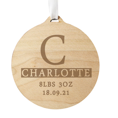 Personalised Initial Round Wooden Decoration - MK&JD Gifts