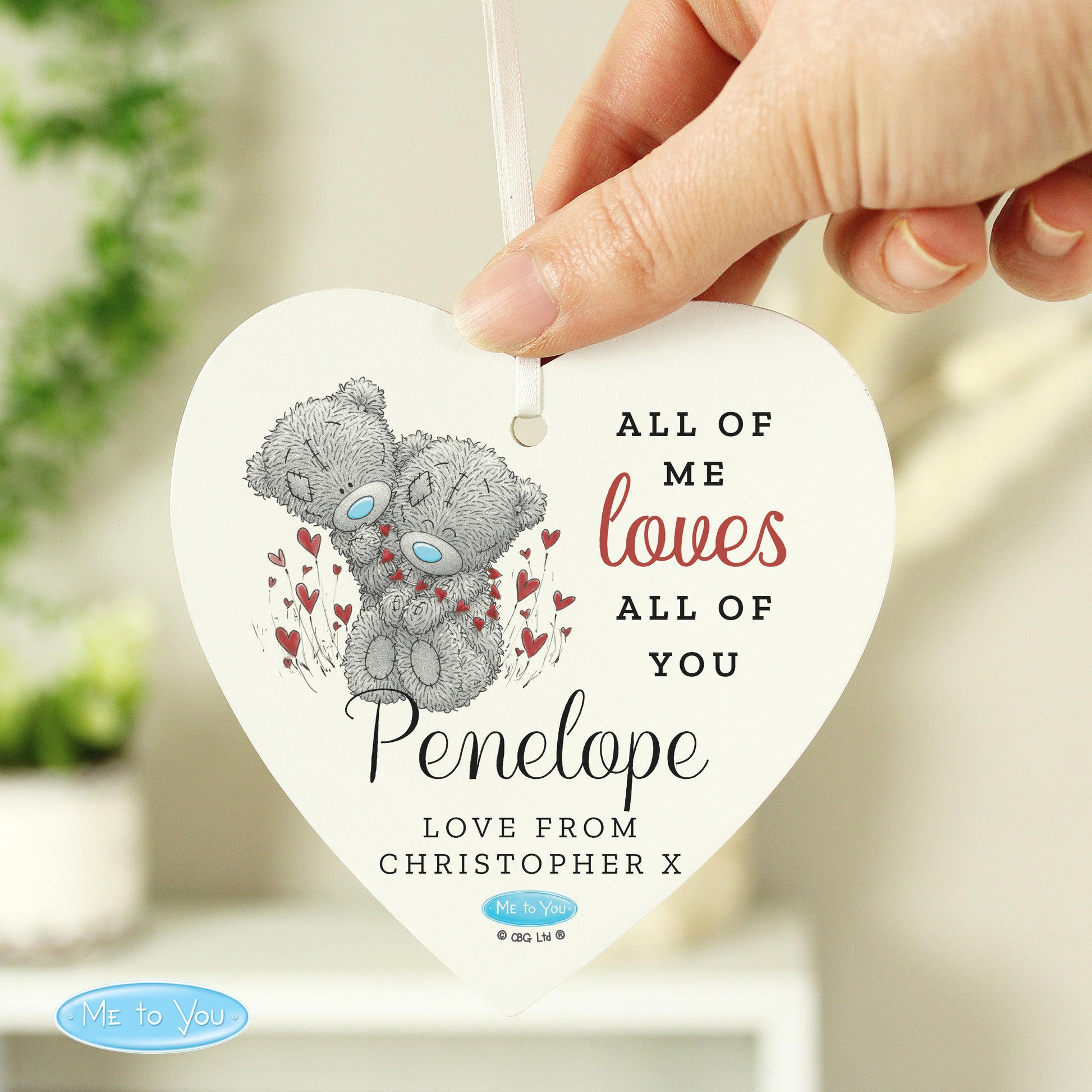 Personalised Me to You Valentine Wooden Heart Decoration - MK&JD Gifts