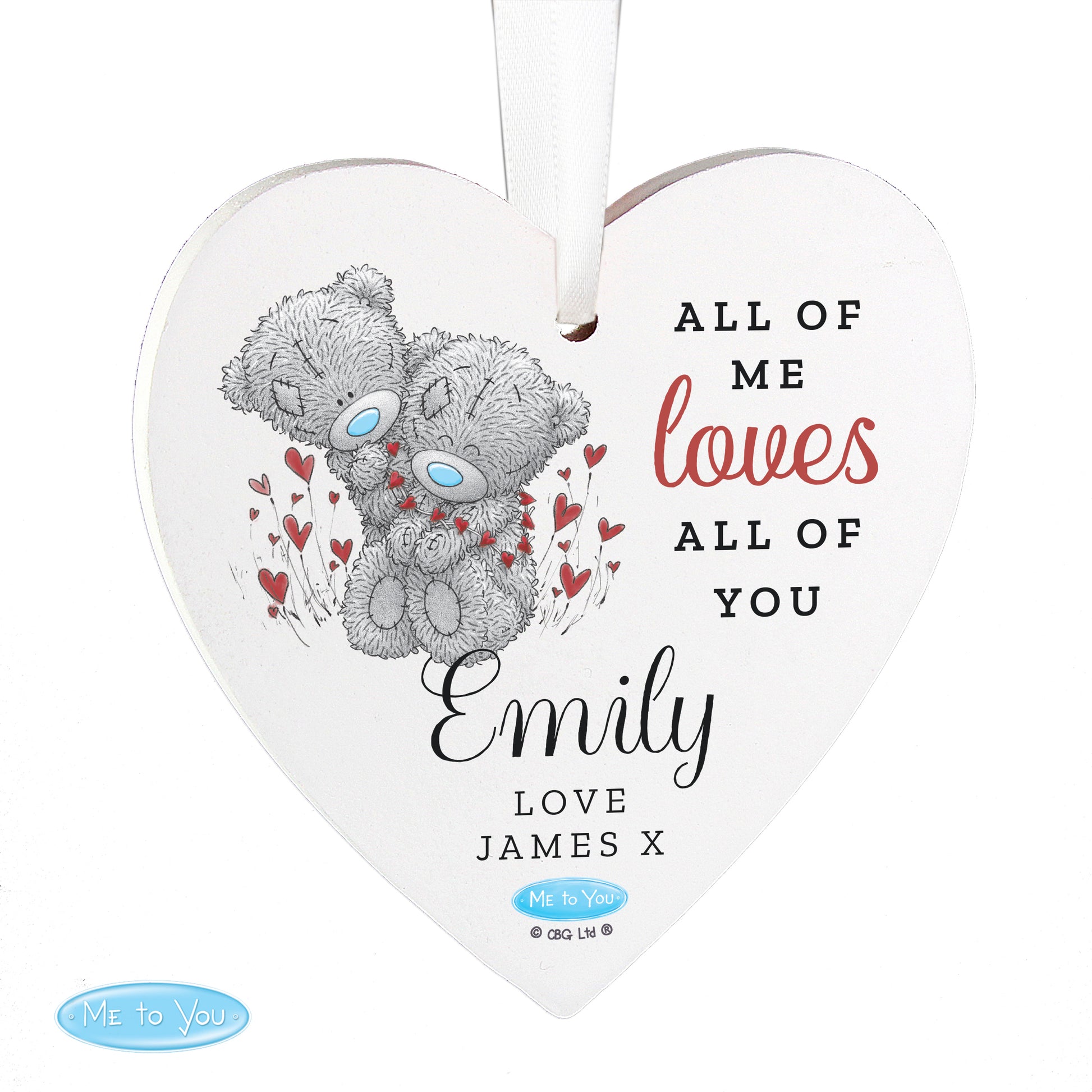 Personalised Me to You Valentine Wooden Heart Decoration - MK&JD Gifts