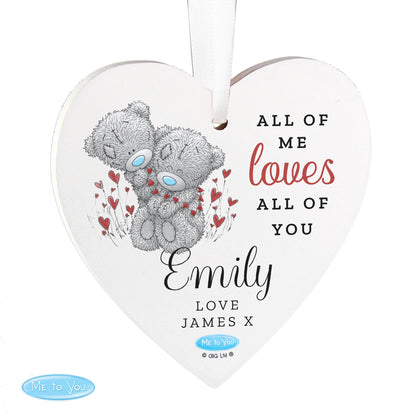 Personalised Me to You Valentine Wooden Heart Decoration - MK&JD Gifts