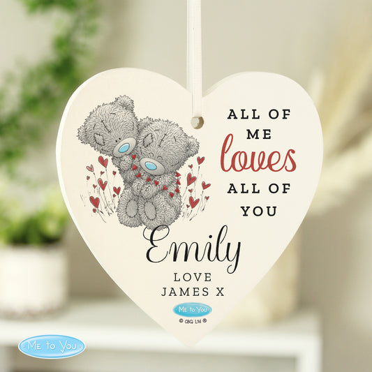 Personalised Me to You Valentine Wooden Heart Decoration - MK&JD Gifts