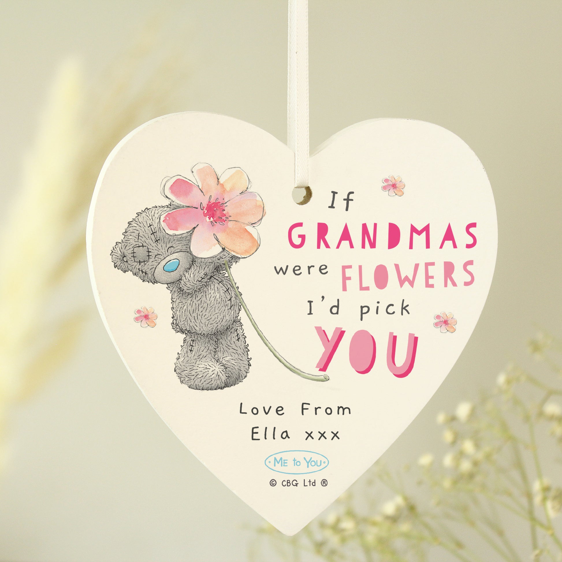 Personalised Me To You If... Were Flowers Wooden Heart Decoration - MK&JD Gifts