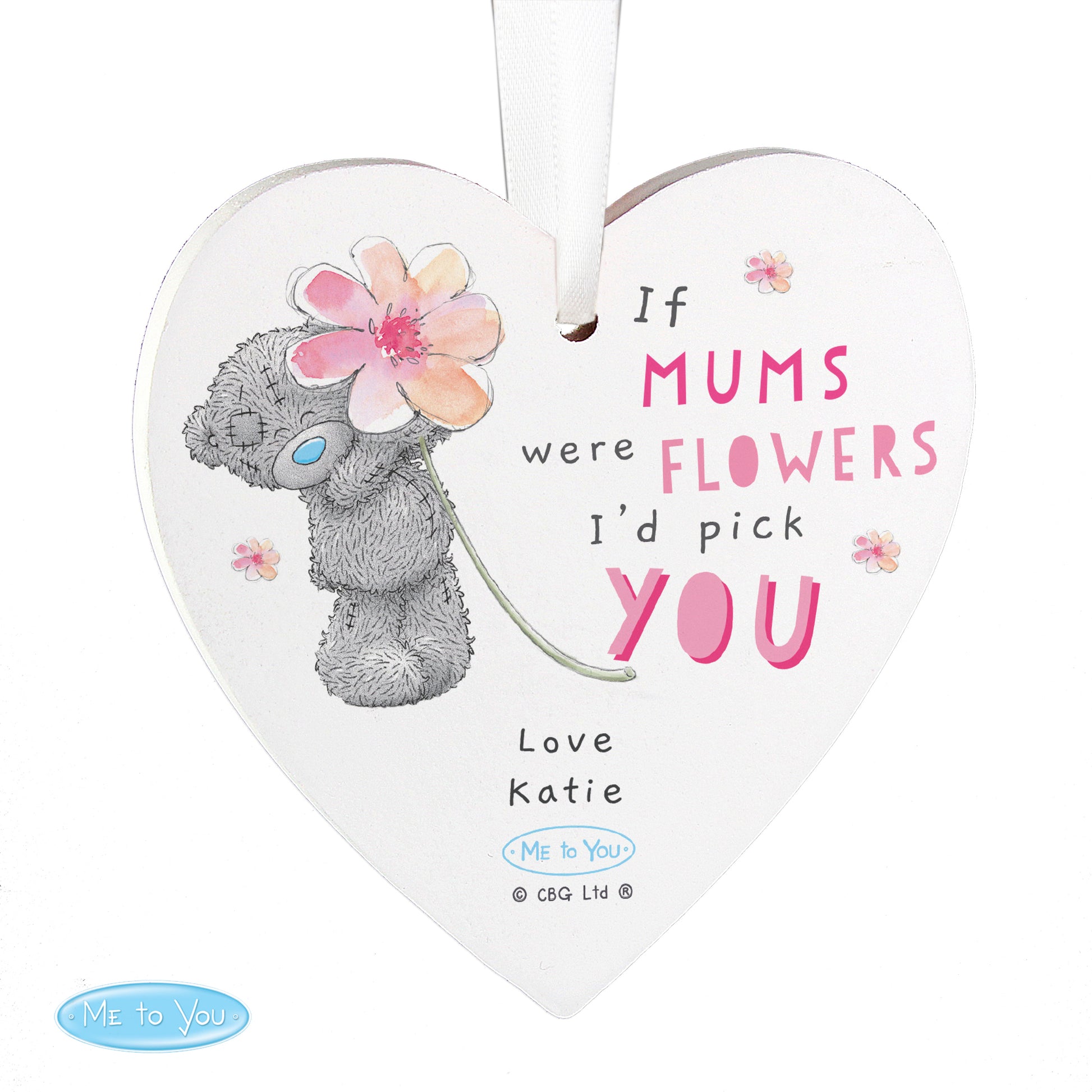 Personalised Me To You If... Were Flowers Wooden Heart Decoration - MK&JD Gifts