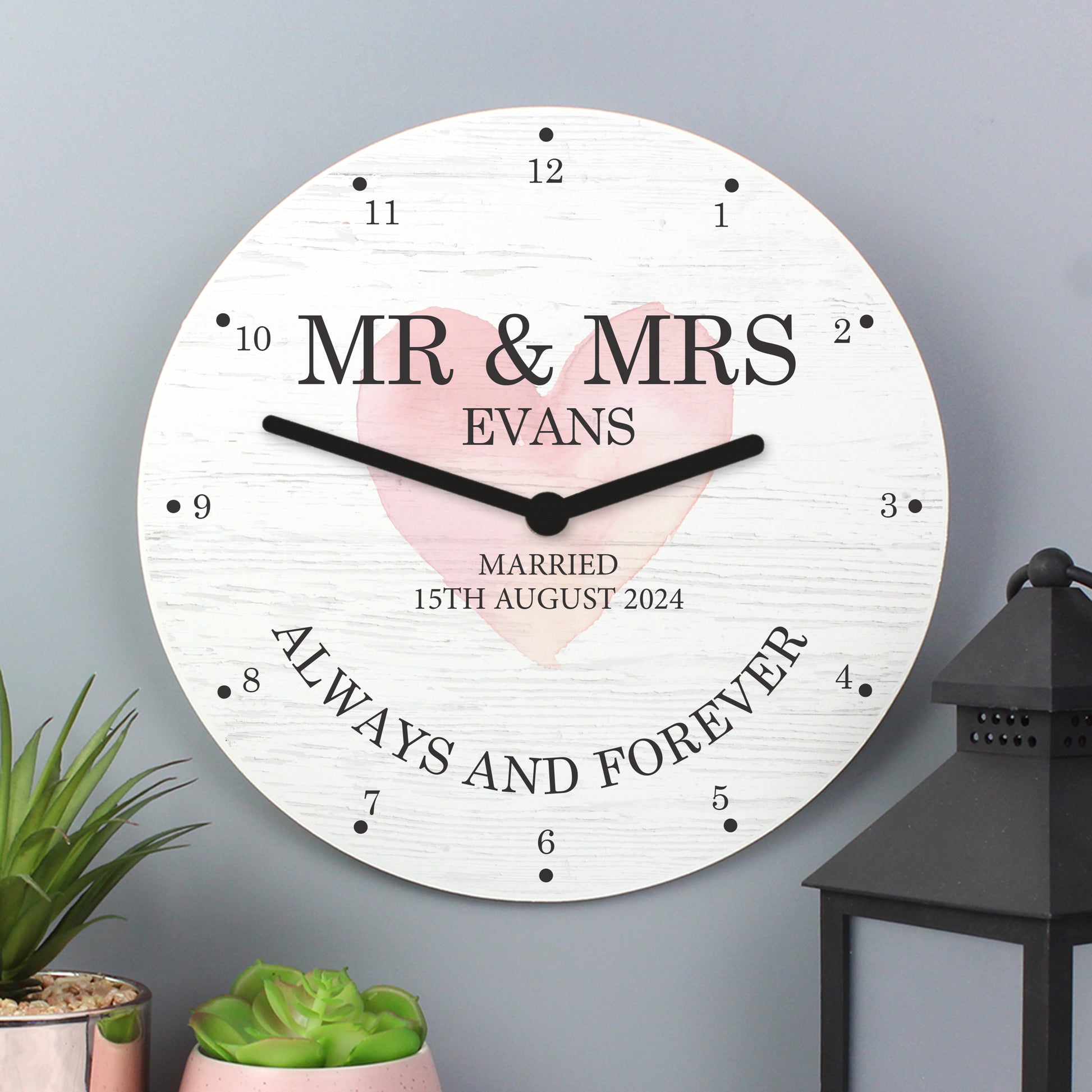 Personalised Couples Wooden Clock - MK&JD Gifts