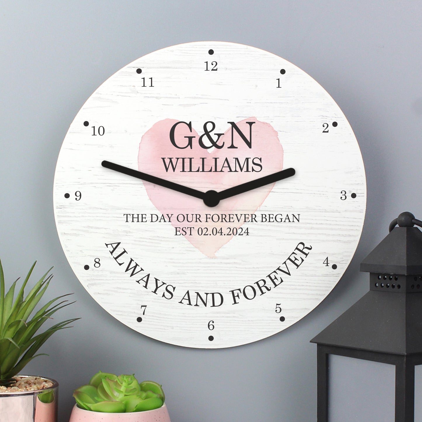Personalised Couples Wooden Clock - MK&JD Gifts