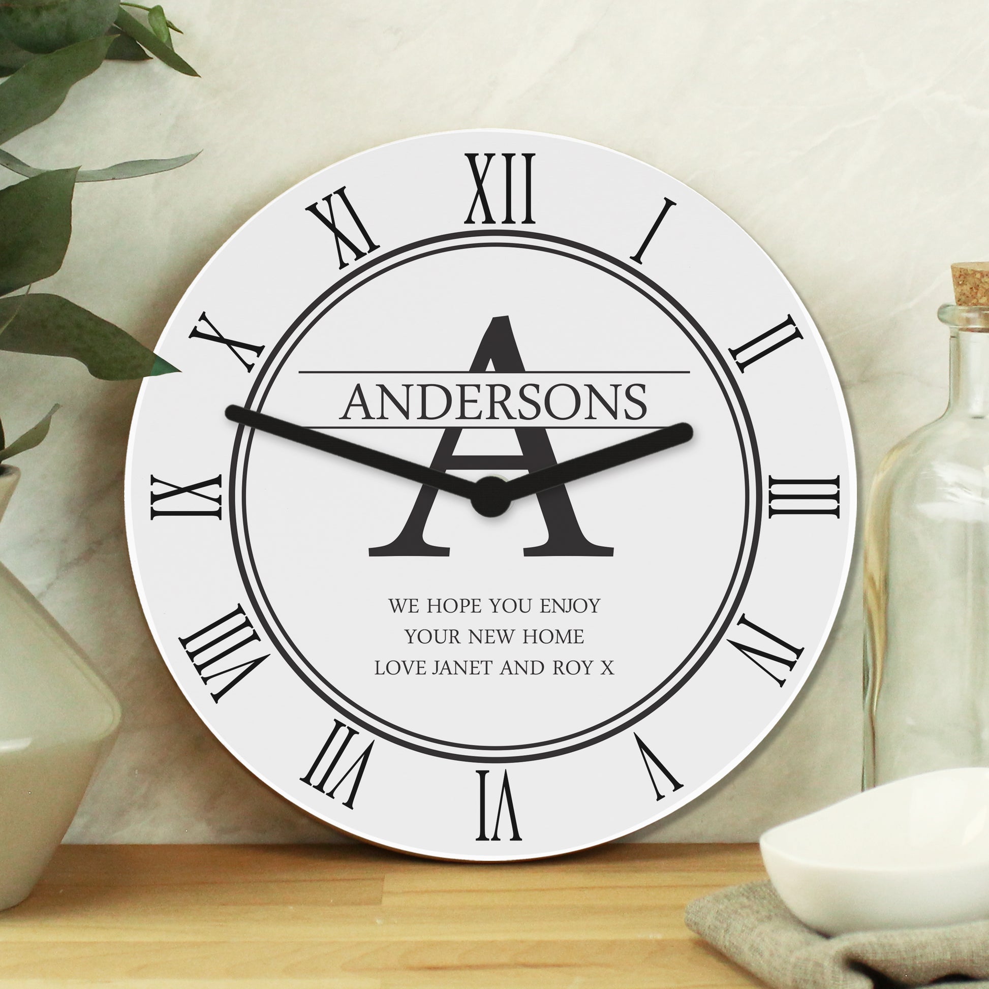 Personalised Family Name & Initial Wooden Clock - MK&JD Gifts