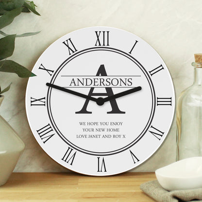 Personalised Family Name & Initial Wooden Clock - MK&JD Gifts