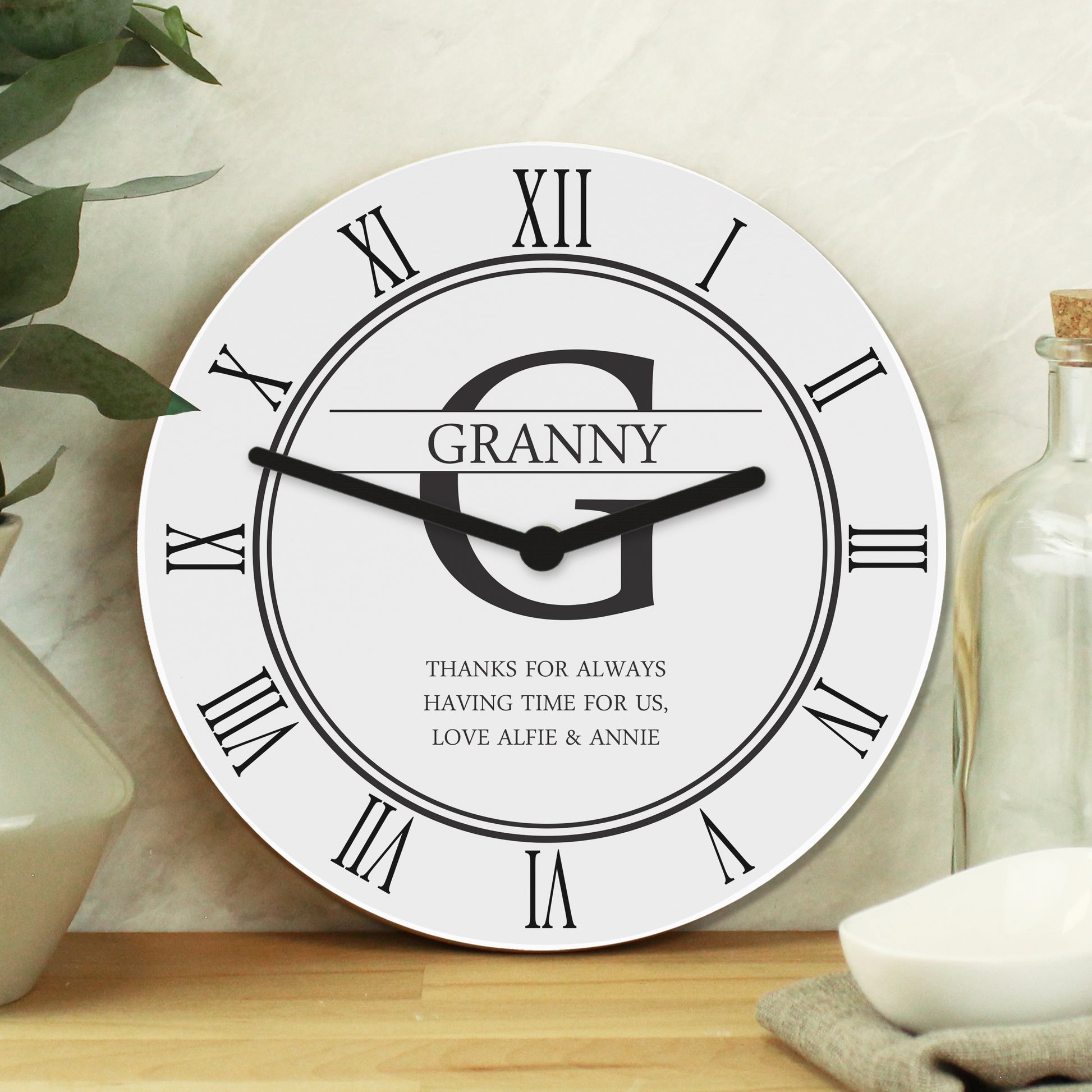 Personalised Family Name & Initial Wooden Clock - MK&JD Gifts