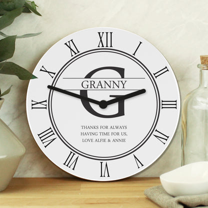 Personalised Family Name & Initial Wooden Clock - MK&JD Gifts