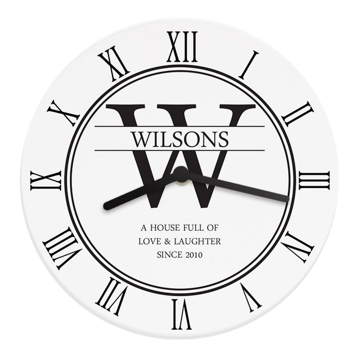 Personalised Family Name & Initial Wooden Clock - MK&JD Gifts