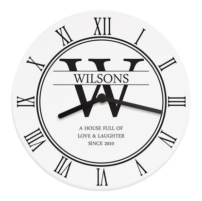 Personalised Family Name & Initial Wooden Clock - MK&JD Gifts
