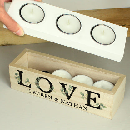 Personalised Botanical Triple Tea Light Box - MK&JD Gifts