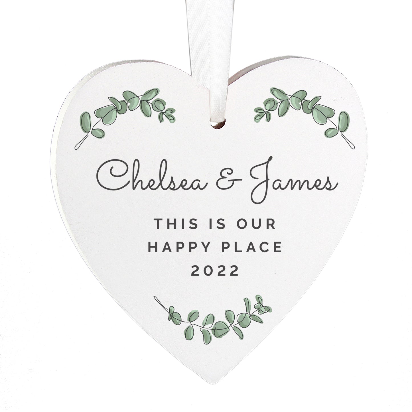 Personalised Botanical Wooden Heart Decoration - MK&JD Gifts
