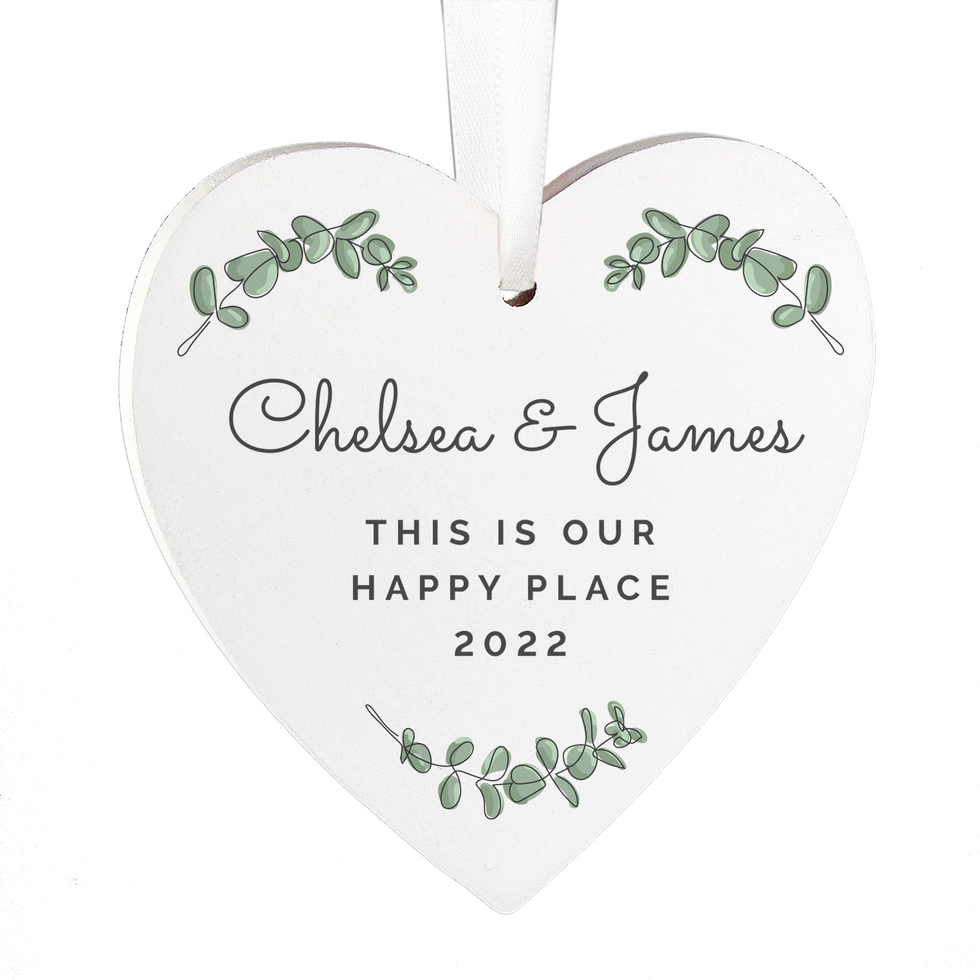 Personalised Botanical Wooden Heart Decoration - MK&JD Gifts