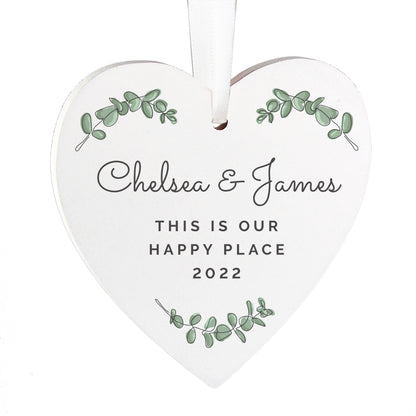 Personalised Botanical Wooden Heart Decoration - MK&JD Gifts