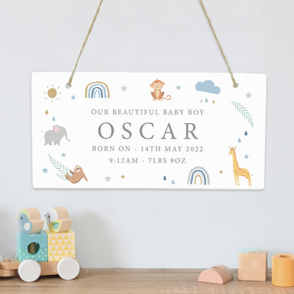 Personalised Safari Animals Wooden Sign - MK&JD Gifts