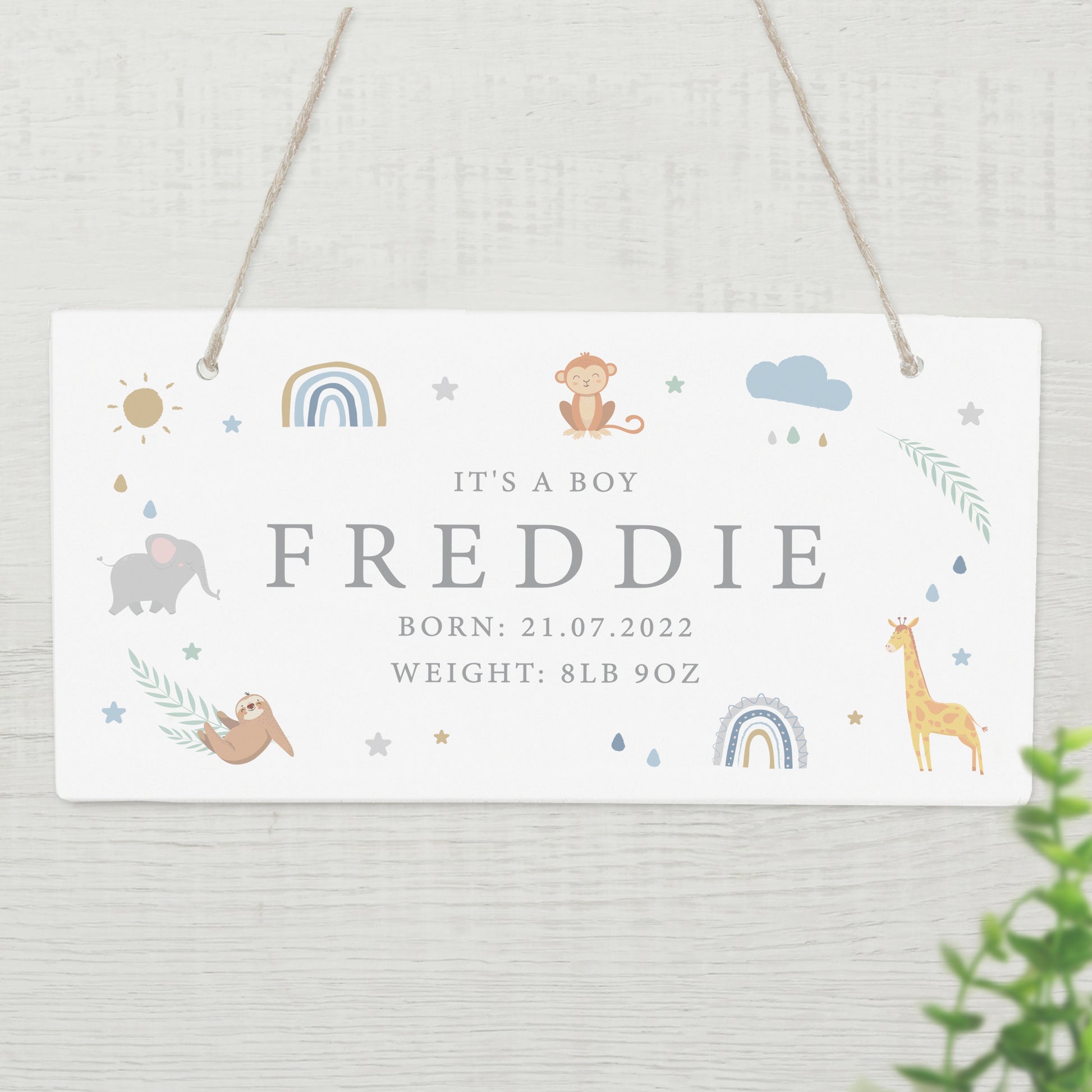 Personalised Safari Animals Wooden Sign - MK&JD Gifts
