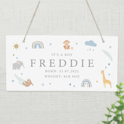 Personalised Safari Animals Wooden Sign - MK&JD Gifts
