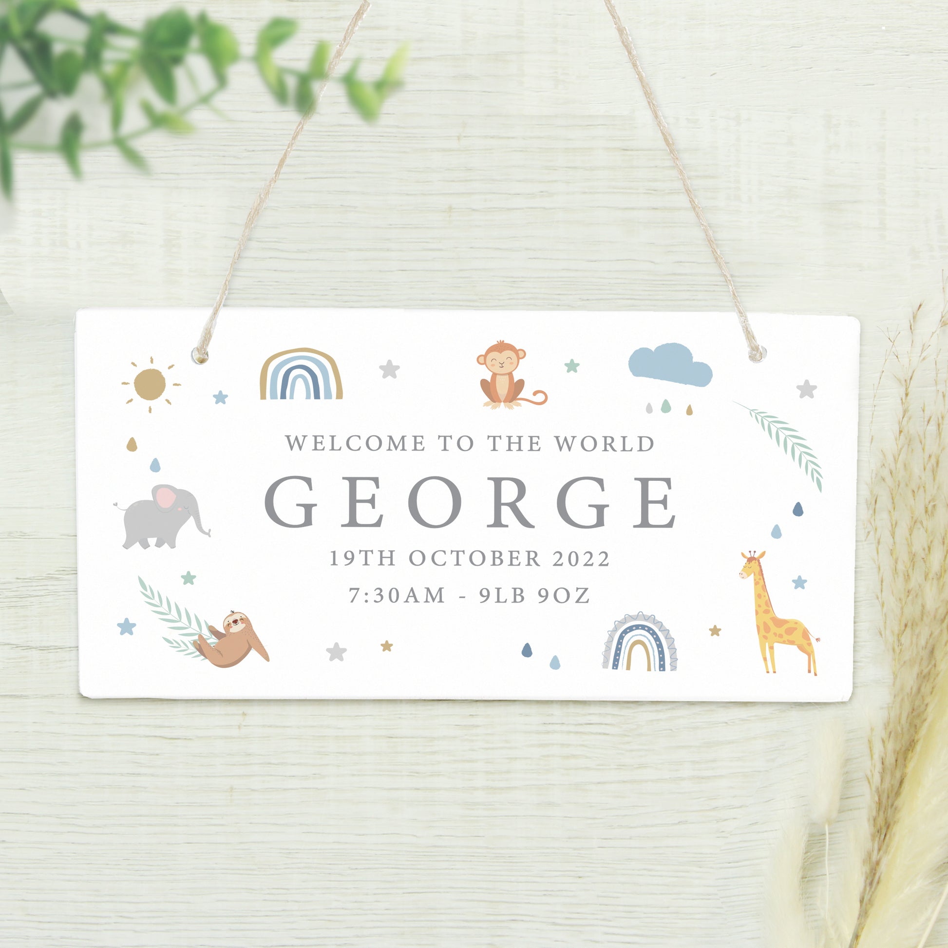 Personalised Safari Animals Wooden Sign - MK&JD Gifts