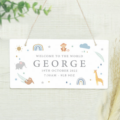 Personalised Safari Animals Wooden Sign - MK&JD Gifts