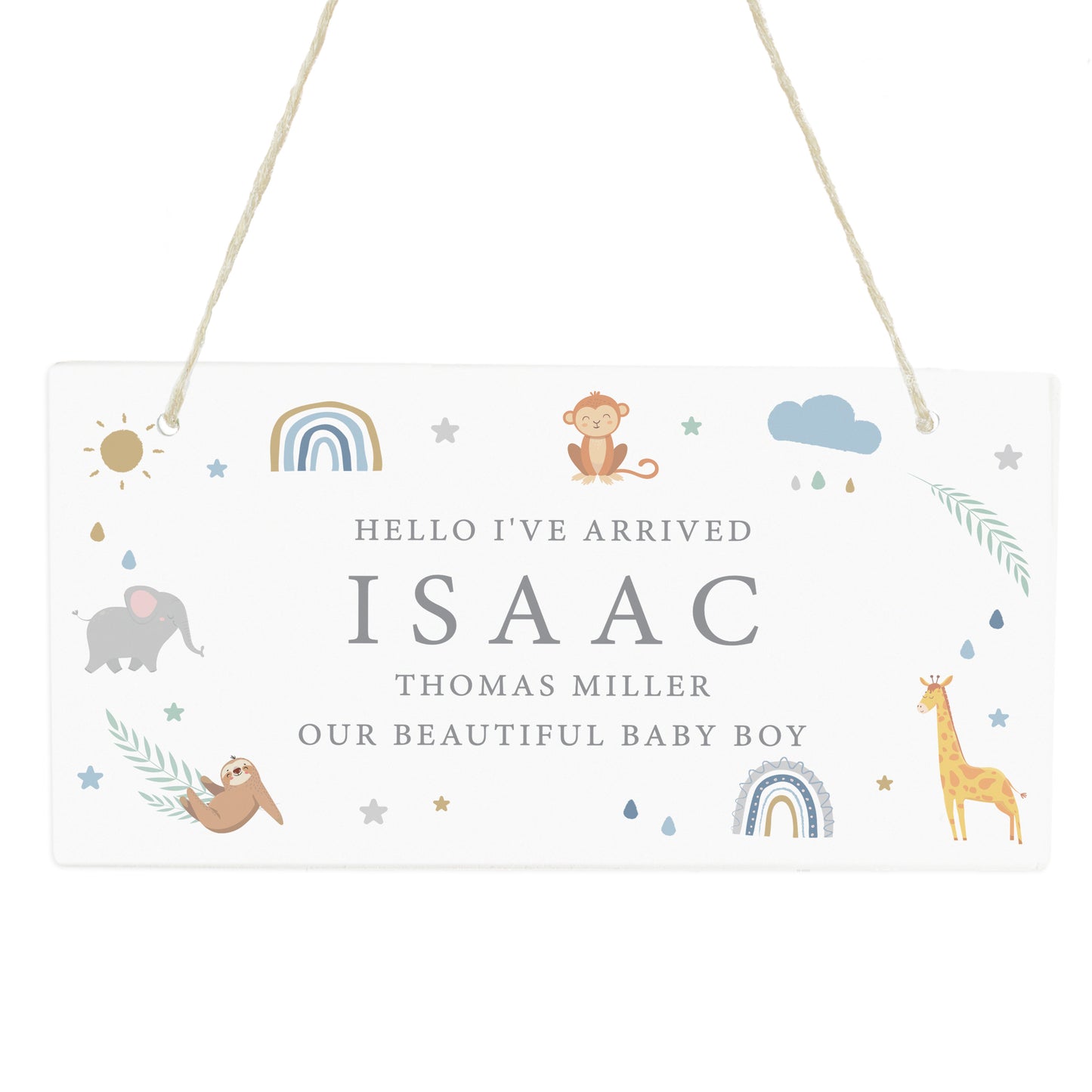 Personalised Safari Animals Wooden Sign - MK&JD Gifts