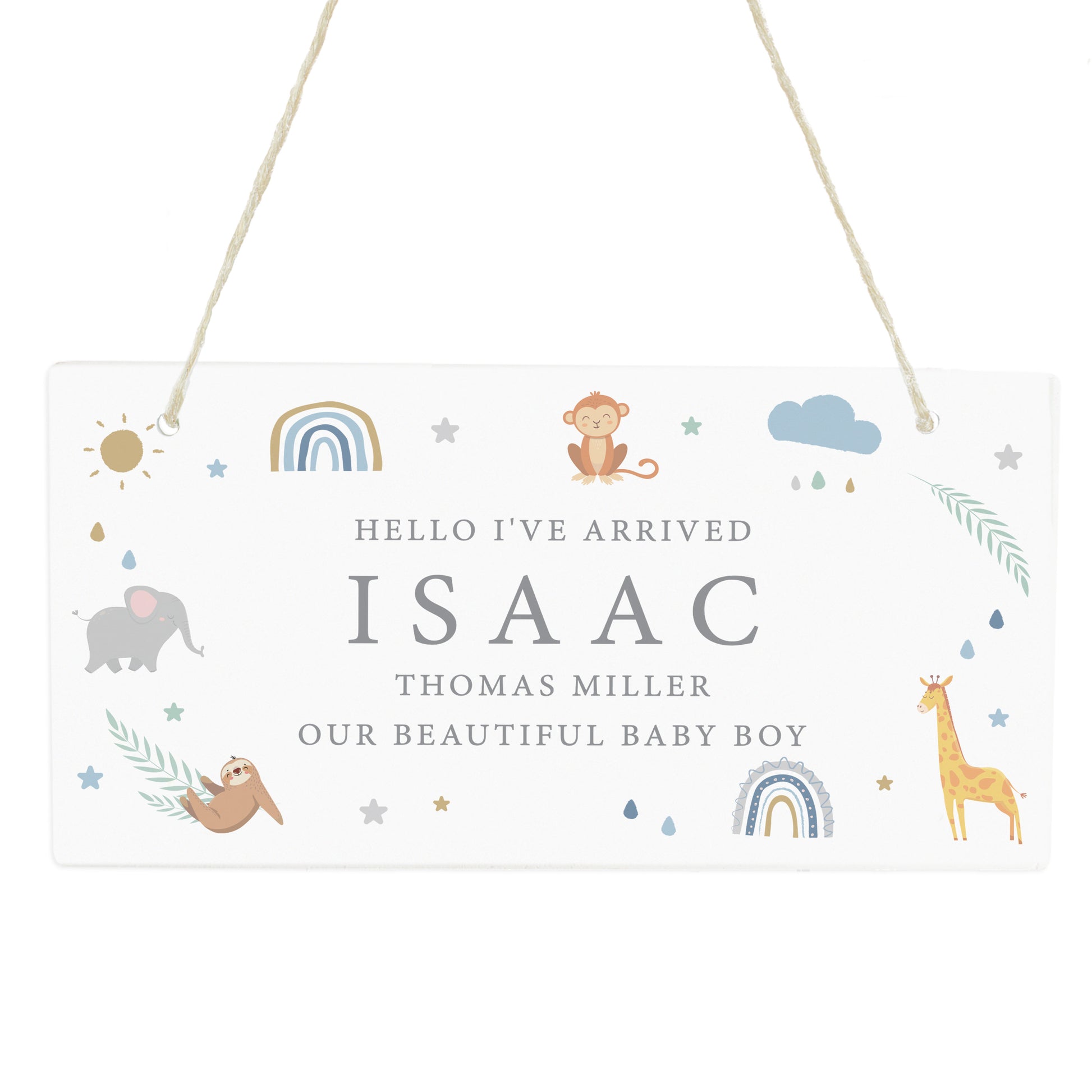 Personalised Safari Animals Wooden Sign - MK&JD Gifts