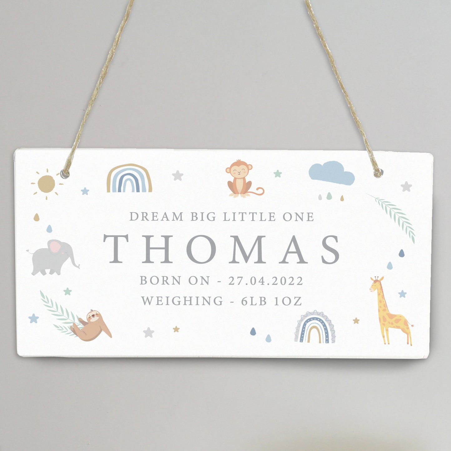 Personalised Safari Animals Wooden Sign - MK&JD Gifts