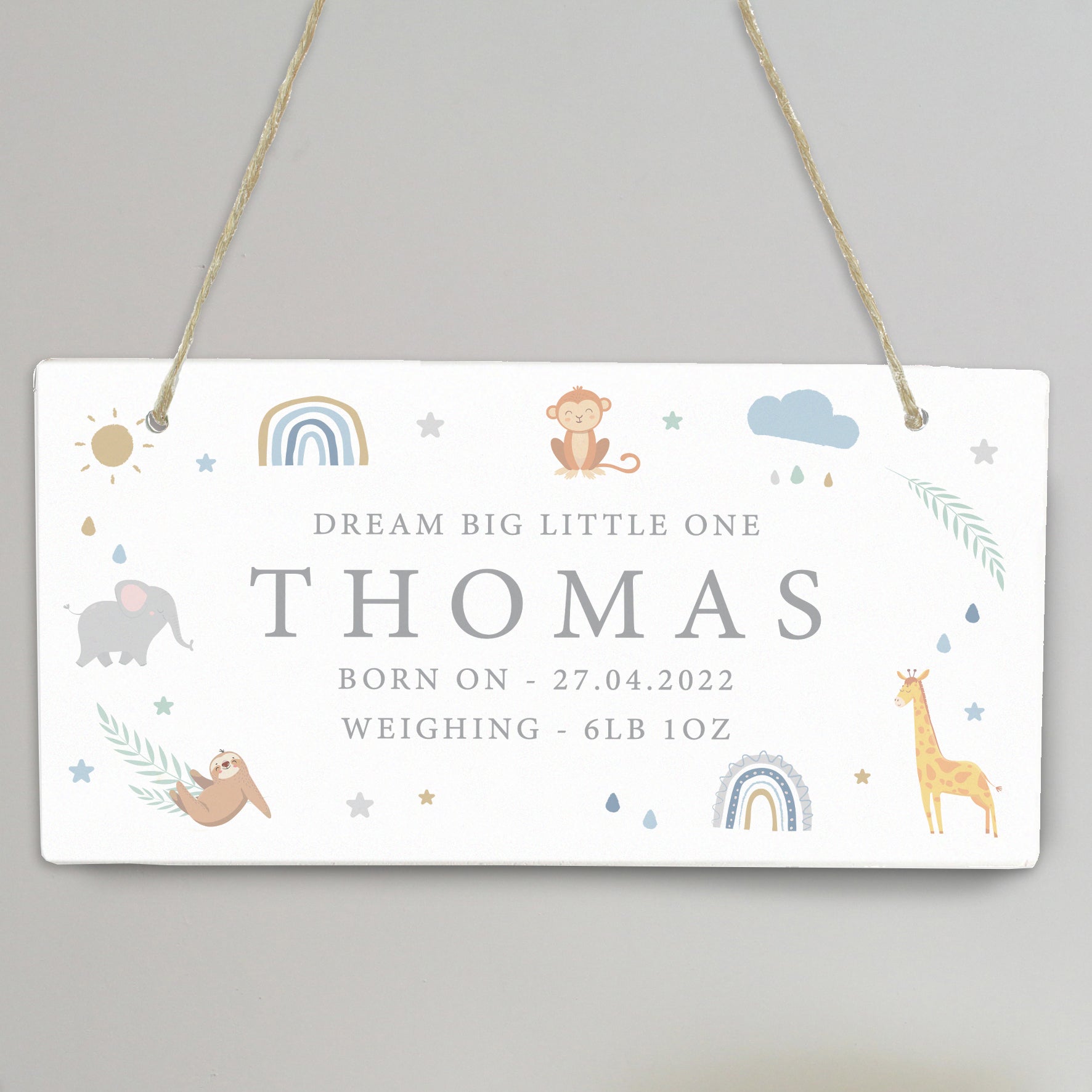 Personalised Safari Animals Wooden Sign - MK&JD Gifts