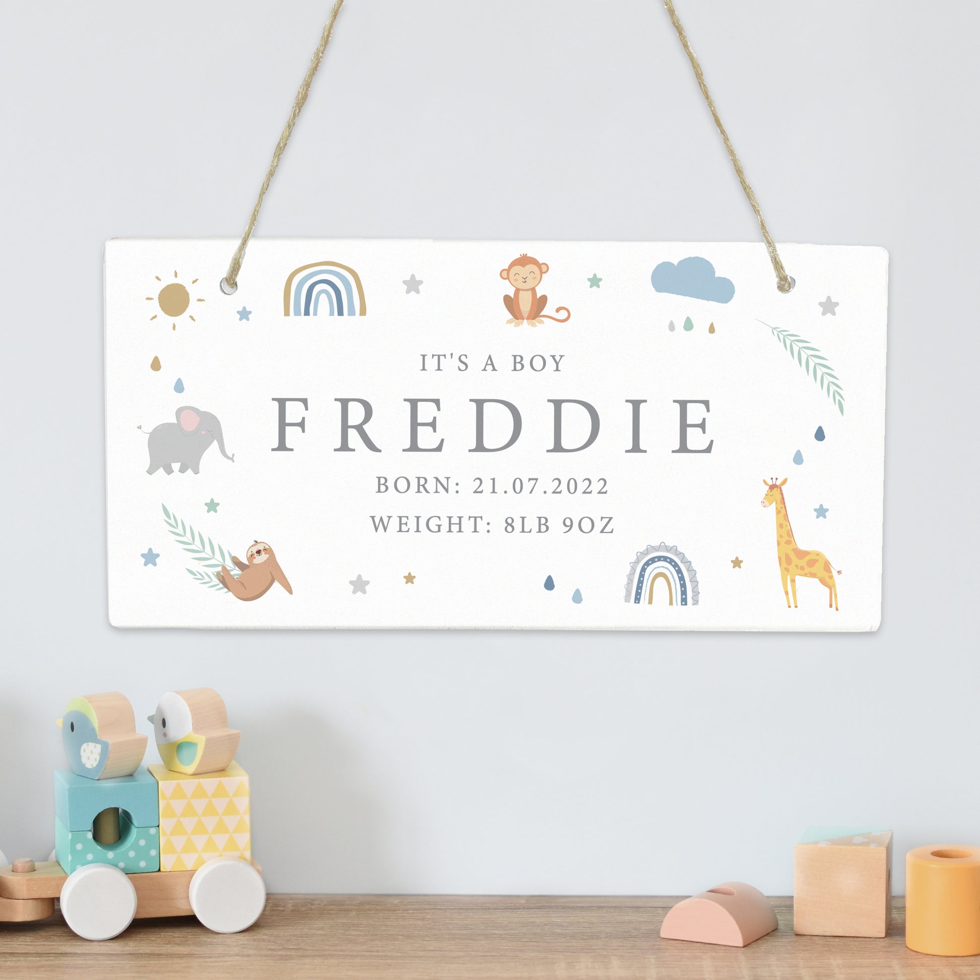 Personalised Safari Animals Wooden Sign - MK&JD Gifts