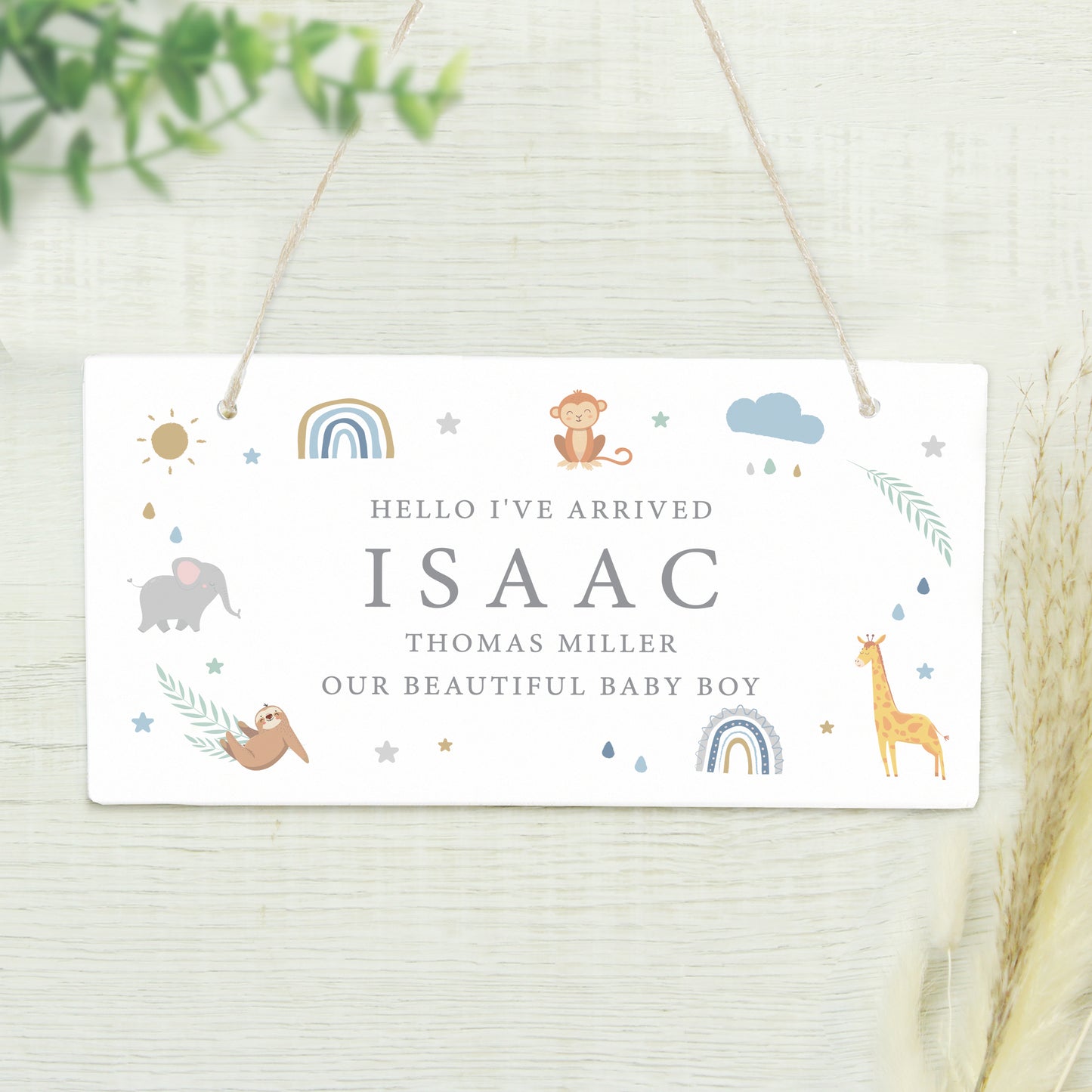 Personalised Safari Animals Wooden Sign - MK&JD Gifts
