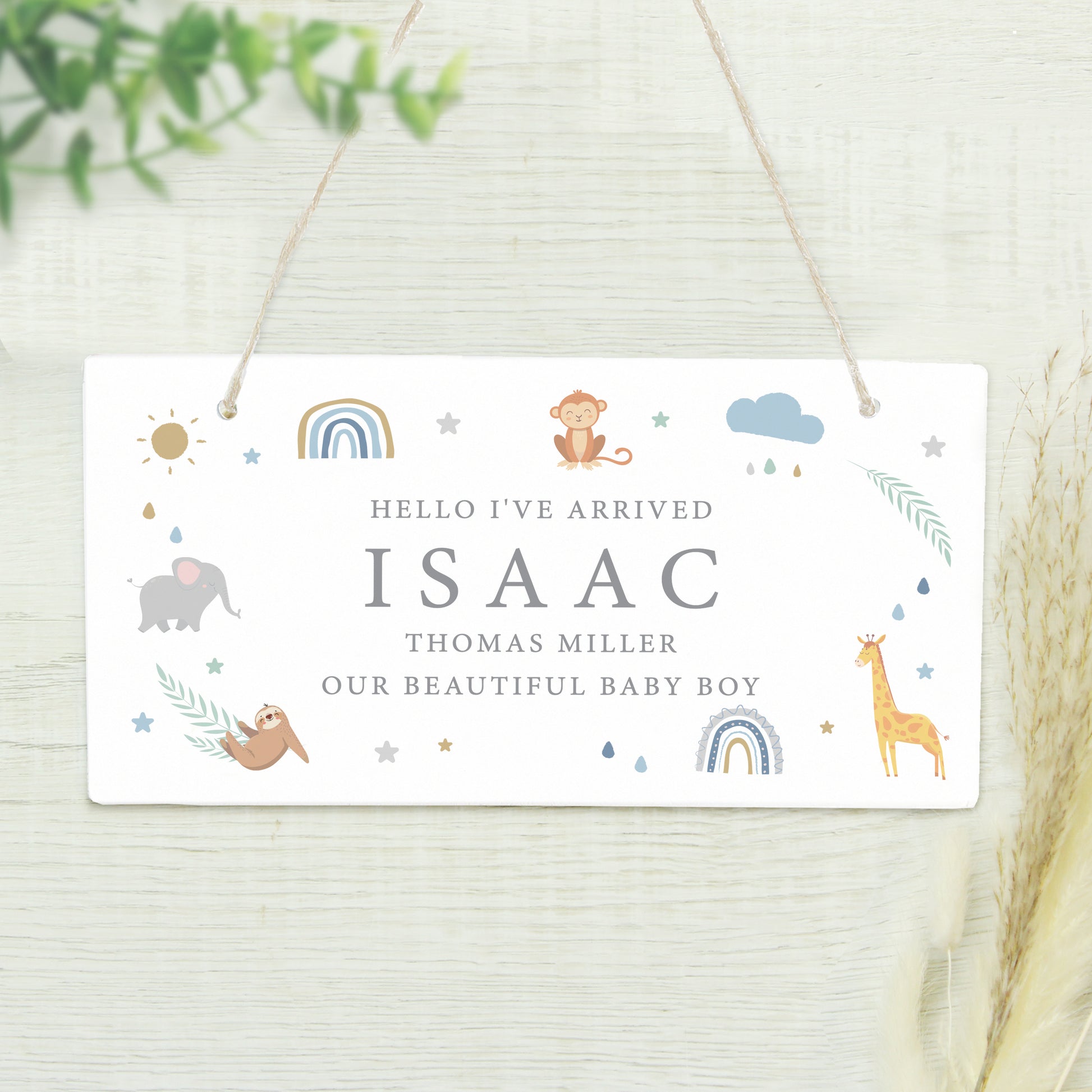 Personalised Safari Animals Wooden Sign - MK&JD Gifts