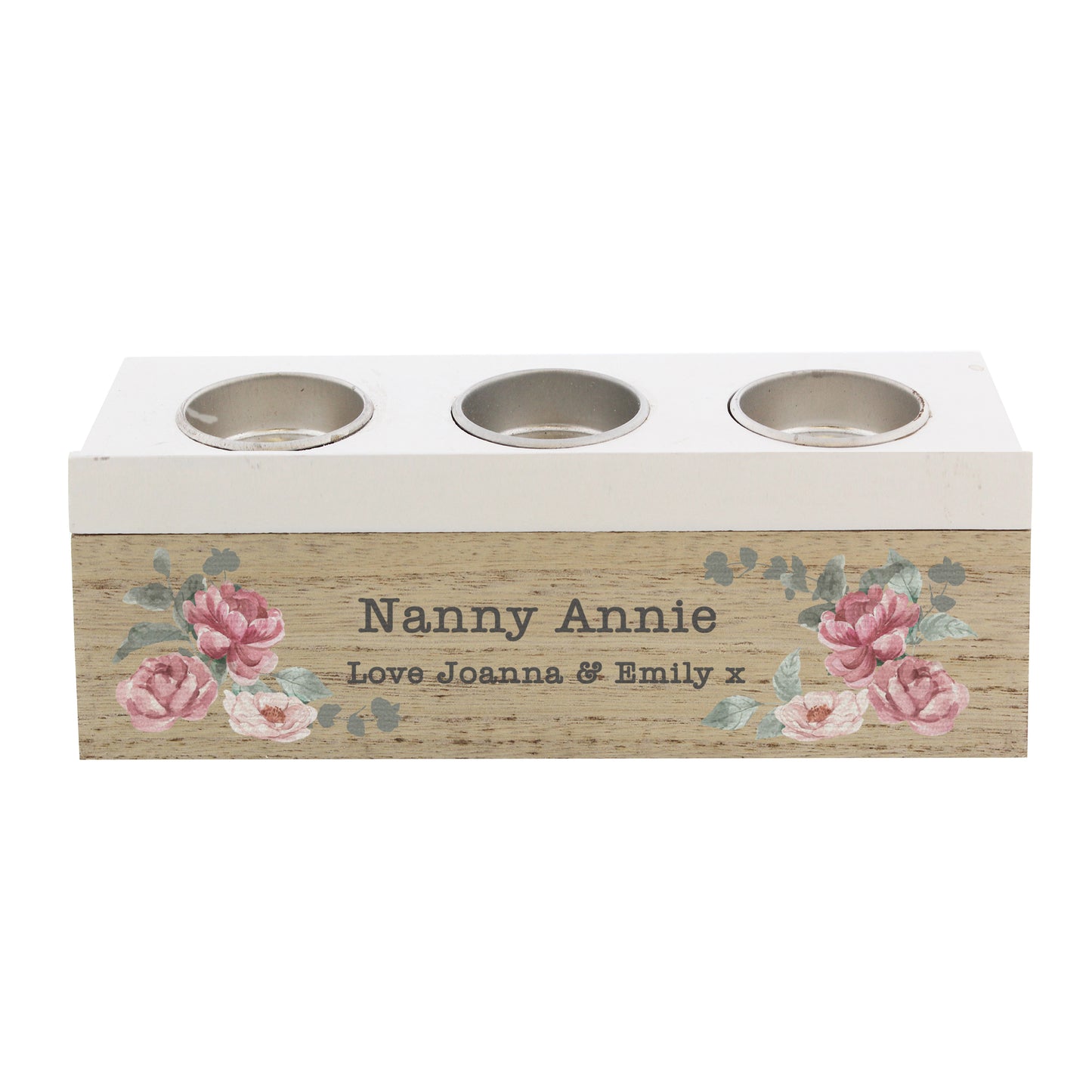 Personalised Floral Watercolour Triple Tealight Box - MK&JD Gifts